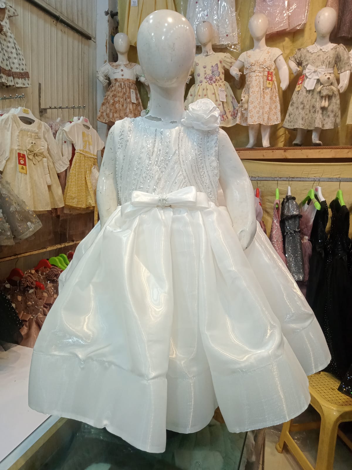 Girls’ Elegant White Party Wear Frock