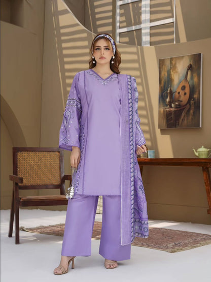 Lavender Embroidered 3-Piece Women's Suit