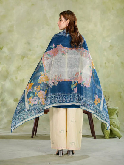 Royal Blue Embroidered 3-Piece Women's Suit