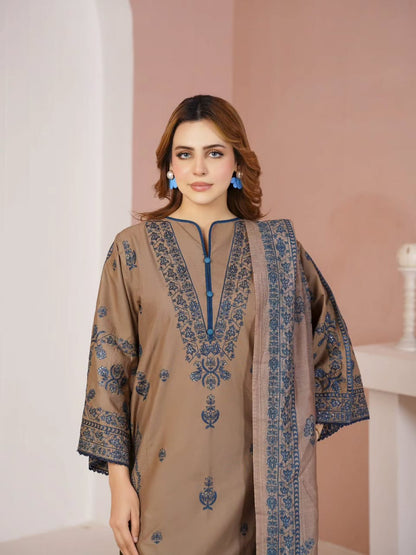Vintage Floral Printed Ivory Suit with Fringe Accents