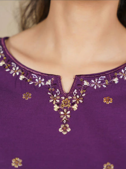 Regal Deep Purple Embroidered Festive Suit