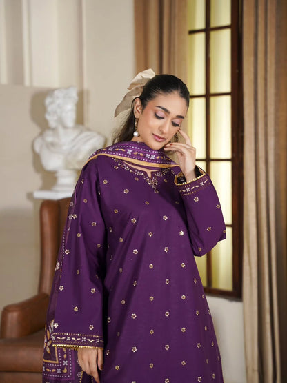 Regal Deep Purple Embroidered Festive Suit